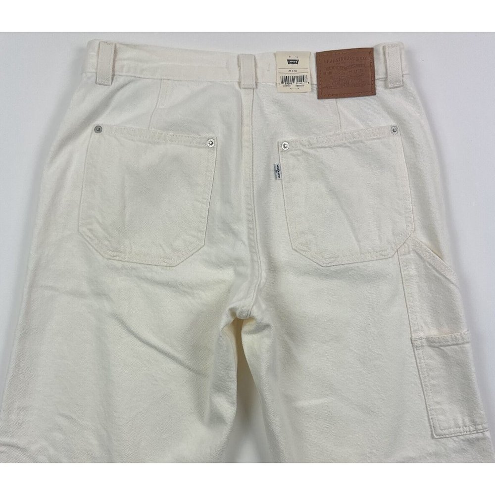 Levis Premium Dad Utility Womens 27x30 White Carpenter Jeans Loose Fit Mid Rise - Picture 11 of 12